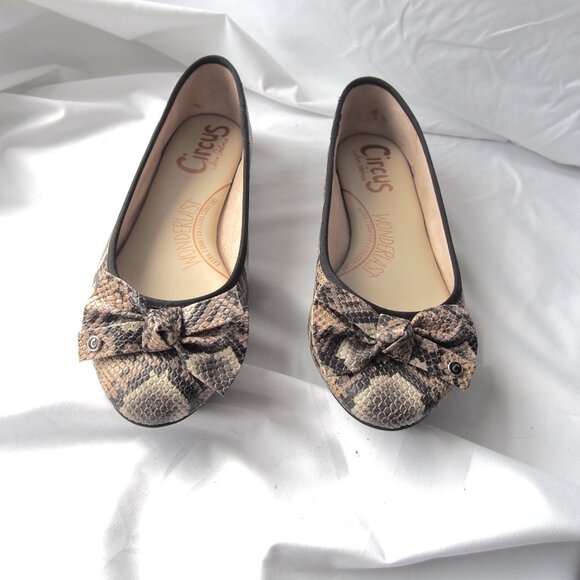 Circus by Sam Edelman Shoes - Circus by Sam Edelman Snake Print Ballet Flats With Bow Size 8